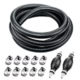 Zemoner 3/8' 6 Ft. Fuel Line with Hand Bulb Primer Pump & 10 Pcs Hose Clamps for Boat Marine Outboard Gas Diesel Petrol