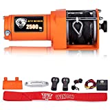 TYT 2500 lb. Advanced ATV/UTV Winch with Synthetic Rope Kits, 12V Electric Winch for ATV, UTV, Towing, Boat, Off Road, Waterproof IP67 Portable Winch with Winch Mounting Plate and 2 Wireless Remotes