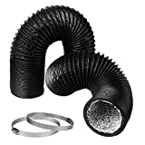 Allvent 4 inch Air Duct 16 FT Long, Black Flexible PVC Dryer Vent Hose for Grow Tent, Dryer Room, Kitchen, Portable Air Conditioner HVAC Ventilation