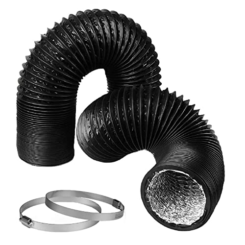 Allvent 4 inch Air Duct 16 FT Long, Black Flexible PVC Dryer...