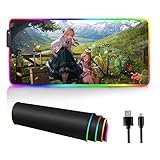 Mouse Pads Bicycle Anime Girl RGB Gaming Mouse Pad Beautiful Mountain Landscape LED Mouse Mat 14 Light Modes Computer Keyboard Mat for Gaming,Pc,Laptop,Desk,12 inch X 24 inch