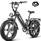 FREESKY Step-Thru Electric Bike for Adults 750W High-Speed Motor 48V 15Ah Samsung Cell Battery, 20' Fat Tires Ebike 28MPH Electric Commuter/Mountain Bike, Full Suspension Ebike UL Certified
