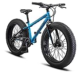 Mongoose Argus ST Youth Fat Tire Mountain Bike, 24-Inch Wheels, Mechanical Disc Brakes, 7-Speed, Blue