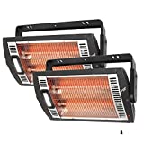 Comfort Zone CZQTV5M Ceiling Mounted Radiant Quartz Heater with Halogen Light Included - 2pk
