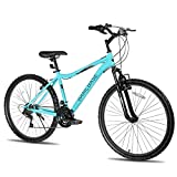 HH HILAND BAMCBASE Mens and Womens 26 Inch Mountain Bike with 21 Speed Twist Shifter, High-Carbon Steel Hardtail Trail Bicycle for Adult with Thickened Suspension Fork, Black Mint MTB