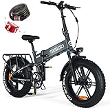 Folding Electric Bike for Adult, TESGO 1000W Electric Bicycle, [Samsung 48V 17.4AH Battery]- 20' 4.0 Fat Tire Ebike with Full Suspension 32MPH Mountain Commuter Bike, Shimano 8-Gears, Hydraulic Brakes