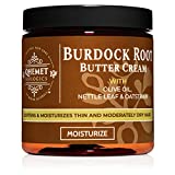 Qhemet Biologics Burdock Root Butter Cream - Leave-In Moisturizer for Low Porosity Hair - Helps Soften and Smooth Dry, Brittle Edges - Conditioning Botanicals to Nourish Scalp (8.5 oz)