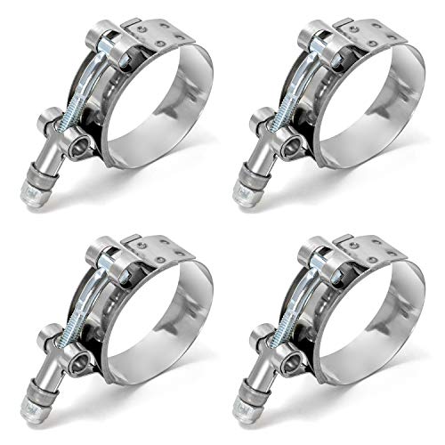 QWORK 2.5' T-Bolt Hose Clamp Stainless Steel, 4 Pack Working...