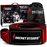 Rocket Straps - 3' x 30' Heavy Duty Tow Strap | 30,000 LBS Rated Capacity Recovery Strap | Vehicle Tow Straps with Protected Loop Ends | Emergency Off Road Truck Accessories Towing Rope | Storage Bag