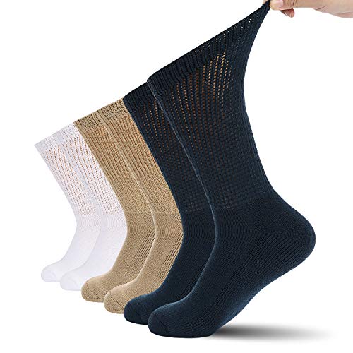 Athlemo Mens Non-Binding Diabetic Loose Fit Socks, Moisture...