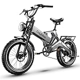 EUY Electric Bike for Adults,[Unibody Magnesium Alloy] 1000W/500W Motor 48V 25Ah/12.8AH Battery Folding Electric Bicycles, 20' Fat Tire Electric Bike, Snow Beach Mountain Ebike,Full Suspension
