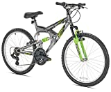 Northwoods Aluminum Full Suspension Mountain Bike, 24-Inch, Grey/Green