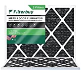 Filterbuy 20x25x1 Air Filter MERV 8 Odor Eliminator (2-Pack), Pleated HVAC AC Furnace Air Filters Replacement with Activated Carbon (Actual Size: 19.50 x 24.50 x 0.75 Inches)