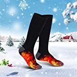 Unisex Rechargeable Electric Heated Socks Battery Powered Comfortable Socks-Winter Socks Sport Outdoor Hunting Camping Hiking Warm Cotton Socks for Men Women (Black)