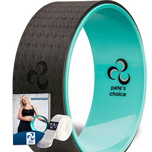 Yoga Wheel with eBook & Yoga Strap - Comfortable & Durable...