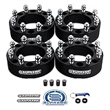Supreme Suspensions - Set of 4 Black 1.5-inch Wheel Spacers for 2005-2023 Ford F250 / F350 Super Duty [BP: 8 x 170mm / CB: 125mm / Studs: M14 x 1.5] - 4 Tire Valve Caps Included