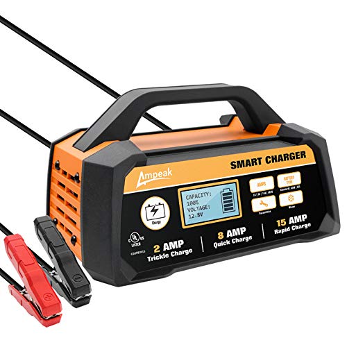 Ampeak 2/8/15A 12V Smart Battery Charger/Maintainer Fully...